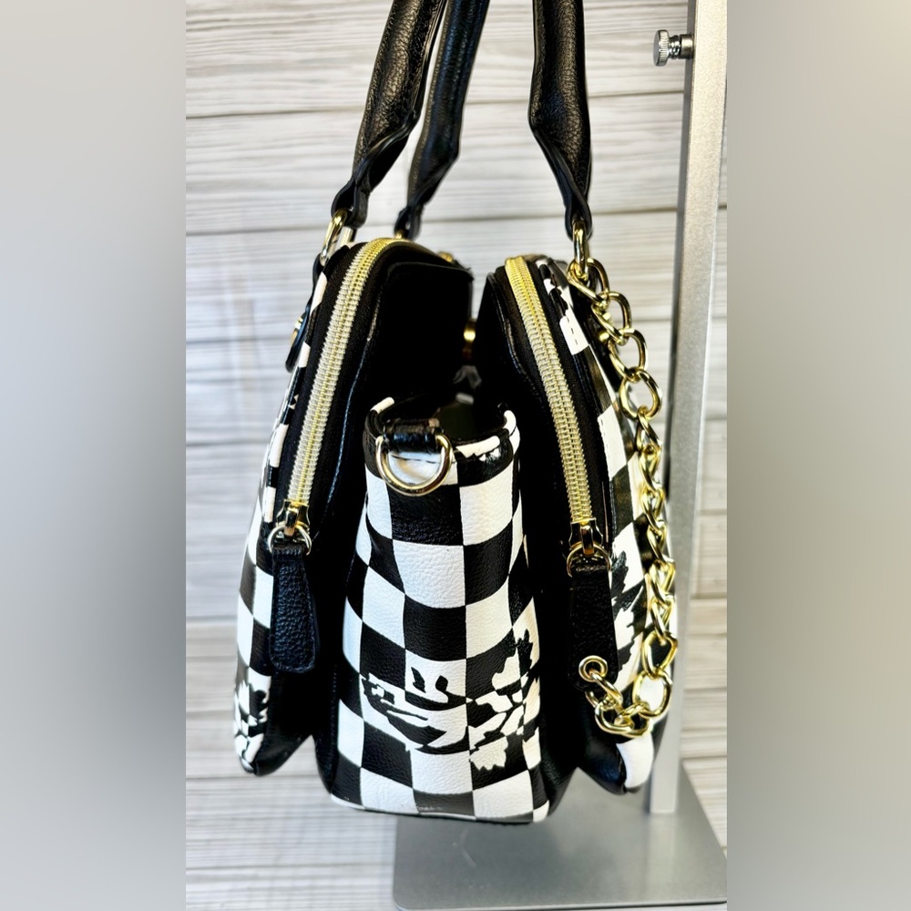 Betsey Johnson Black and White Checkered Satchel - Picture 3 of 15